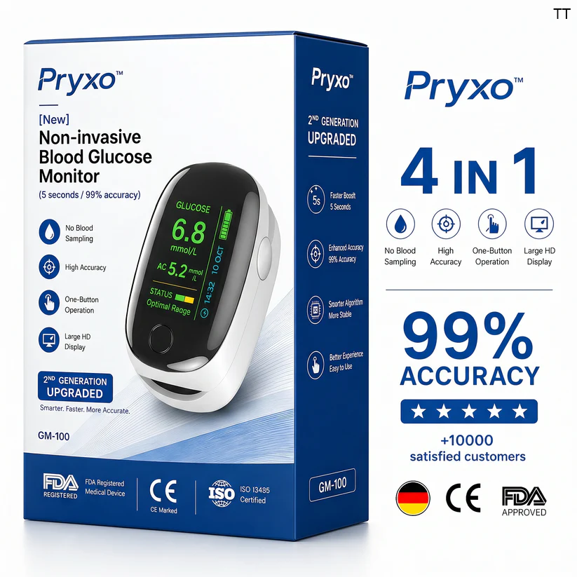 2026 Pryxo™ GM-100 非侵襲性モニター – 5秒 / 99%の精度